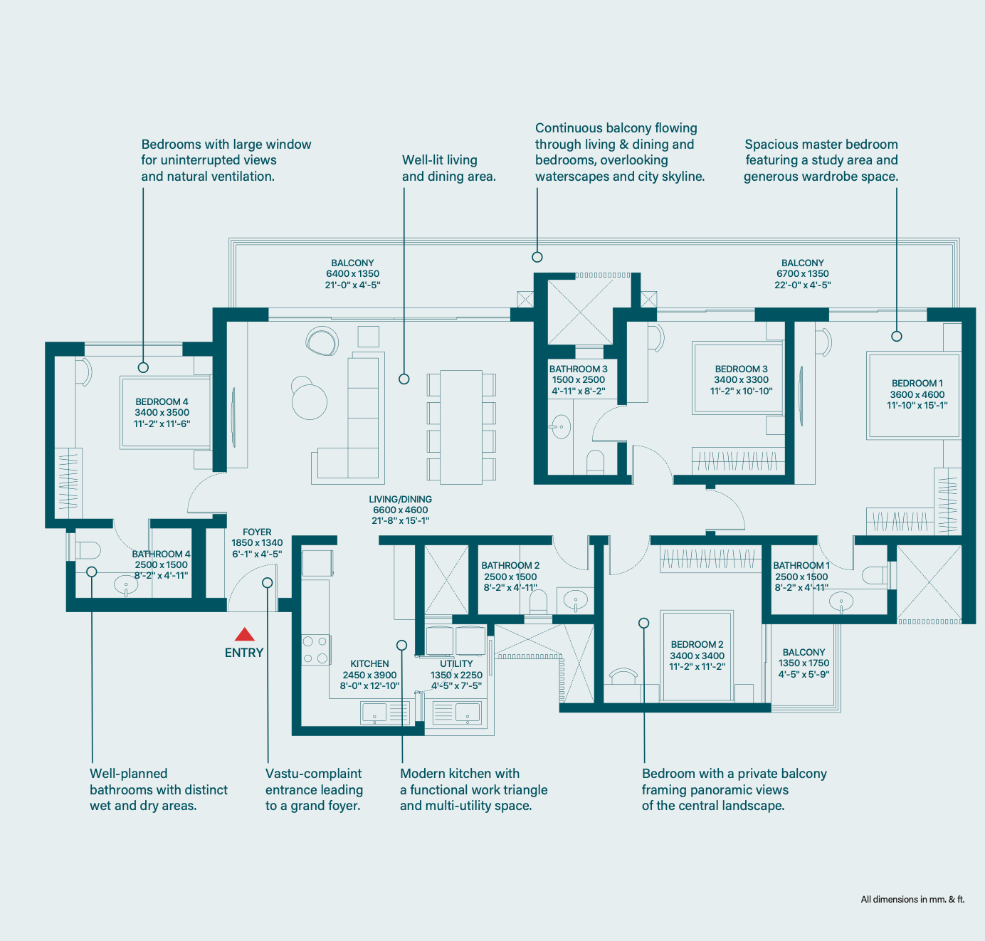 SOBHA RIVANA 4BHK Floor Plan